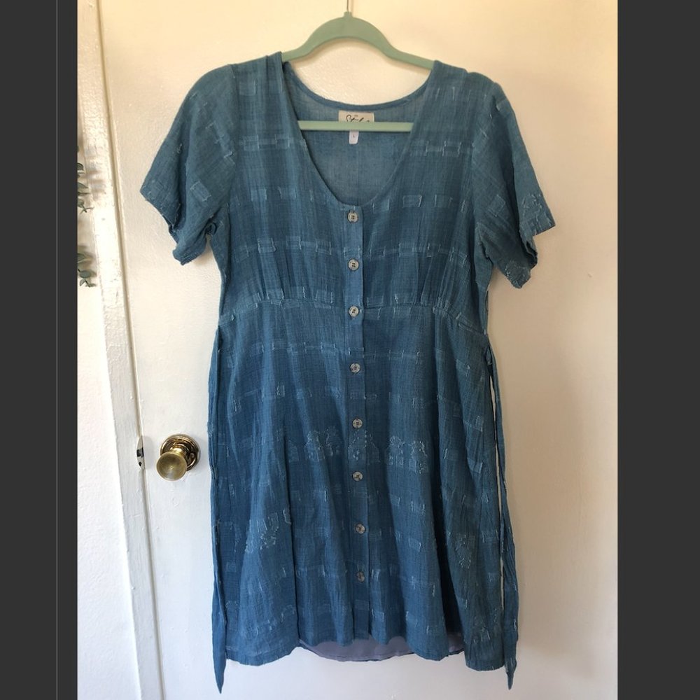 Cotton Stela 9 Button Front Short Sleeve Dress